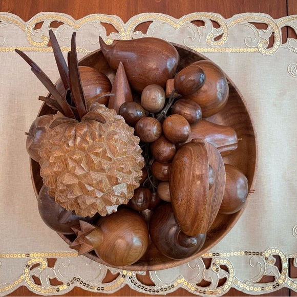 Vintage MCM Wooden Fruit and bowl - Picture 5 of 14